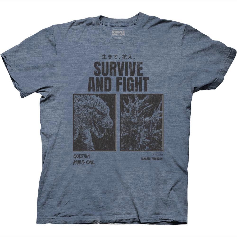 Kaiju Minus One Survive and Fight Poster With Kanji T-Shirt