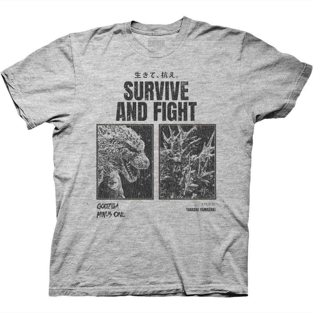 Kaiju Minus One Survive and Fight Poster With Kanji T-Shirt